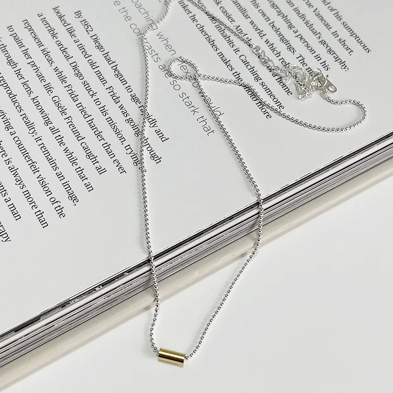925 Silver Tube Bead Pendant Necklace
