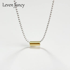 925 Silver Tube Bead Pendant Necklace