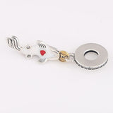 925 Silver Good Fortune Carp Charm CZ Enamel Dangle Bracelet Jewelry