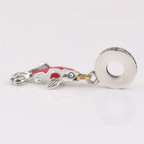 925 Silver Good Fortune Carp Charm CZ Enamel Dangle Bracelet Jewelry