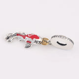 925 Silver Good Fortune Carp Charm CZ Enamel Dangle Bracelet Jewelry