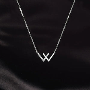 925 Silver Goodluck Letter Pendant Necklace for Women