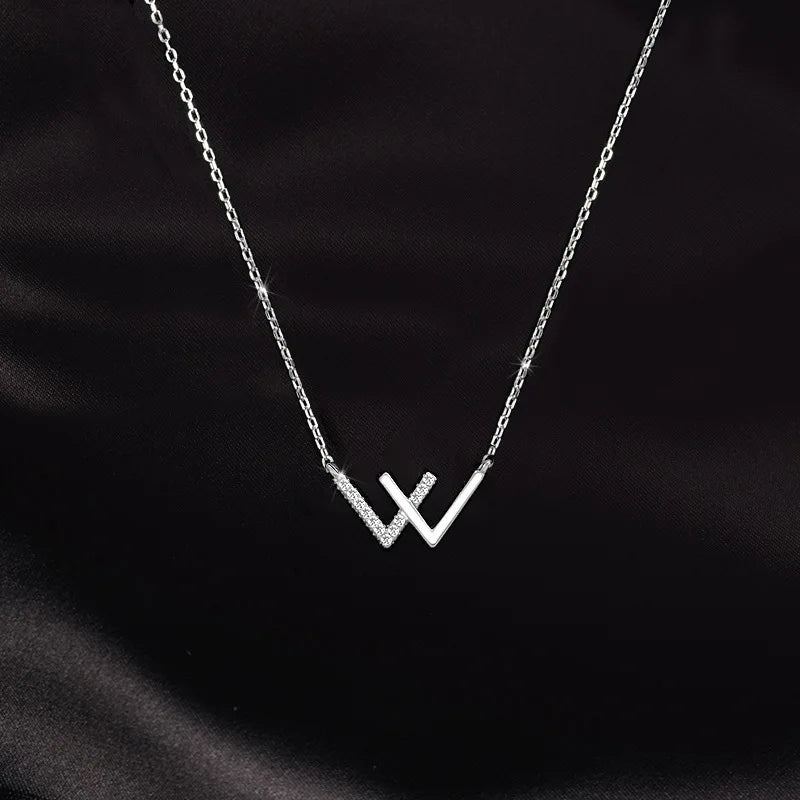 925 Silver Goodluck Letter Pendant Necklace for Women