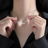 925 Silver Goodluck Letter Pendant Necklace for Women