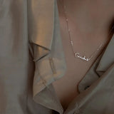 925 Silver Goodluck Letter Pendant Necklace for Women