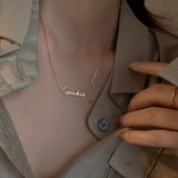 925 Silver Goodluck Letter Pendant Necklace for Women