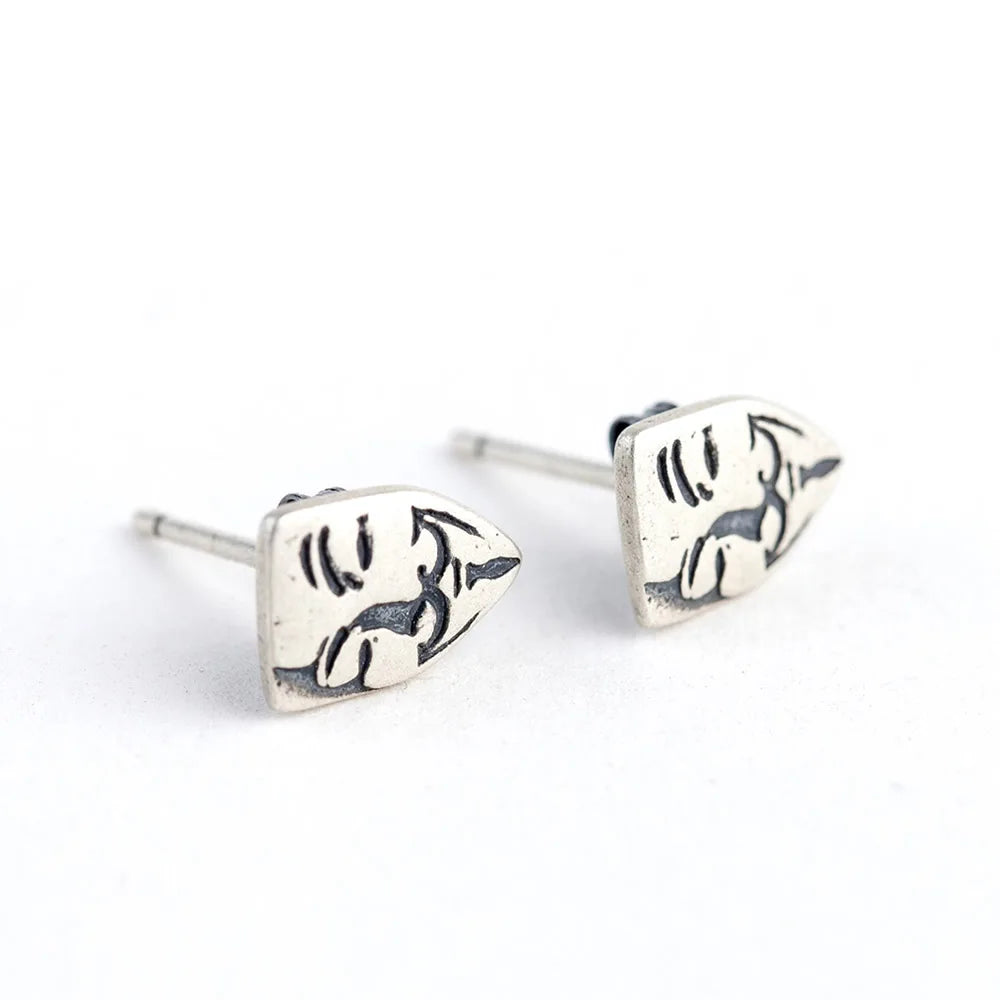 925 Silver Gothic Stud Earrings Punk Vintage Party Wedding Jewelry