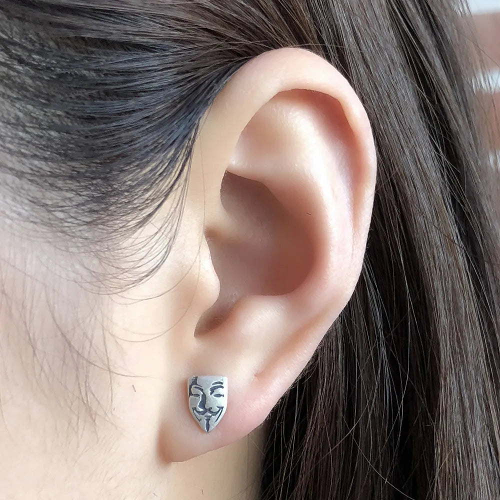 925 Silver Gothic Stud Earrings Punk Vintage Party Wedding Jewelry