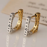 925 Silver Graffiti Square Earrings Retro Old Silver
