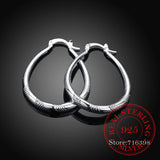 925 Silver Grain Circle Hoop Earrings Women Charm Wedding Jewelry