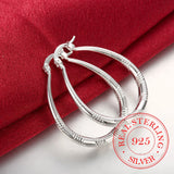 925 Silver Grain Circle Hoop Earrings Women Charm Wedding Jewelry