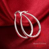 925 Silver Grain Circle Hoop Earrings Women Charm Wedding Jewelry