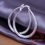 925 Silver Grain Circle Hoop Earrings Women Charm Wedding Jewelry