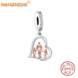 925 Silver Grandma Hugs Granddaughter Heart Dangle Charms Beads