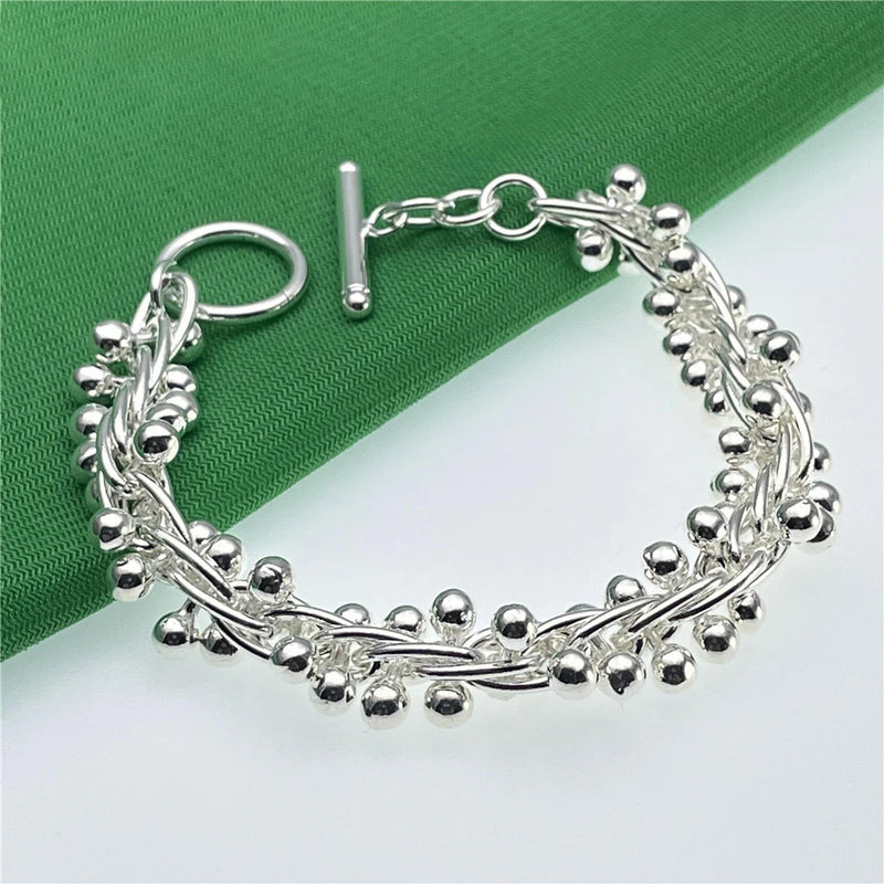 925 Silver Grape Bead Bracelet Wedding Jewelry Gift