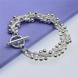 925 Silver Grape Bead Bracelet Wedding Jewelry Gift