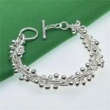 925 Silver Grape Bead Bracelet Wedding Jewelry Gift