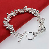 925 Silver Grape Bead Bracelet Wedding Jewelry Gift