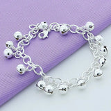 925 Silver Grapes Beads Charm Bracelet for Women