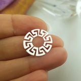 925 Silver Greek Pattern Pendant, Stylish Charm