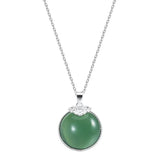925 Silver Green Chalcedony Pendant Necklace Ethnic Style Jewelry