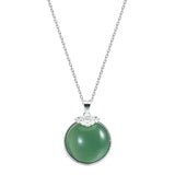 925 Silver Green Chalcedony Pendant Necklace Ethnic Style Jewelry