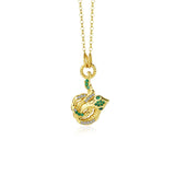 925 Silver Green CZ Snake Pendant Necklace Women Wedding Jewelry