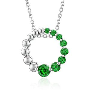 925 Silver Green Cubic Ziron Half & Green Necklace