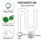 925 Silver Green Cubic Ziron Half & Green Necklace