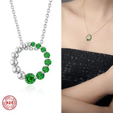 925 Silver Green Cubic Ziron Half & Green Necklace
