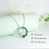 925 Silver Green Cubic Ziron Half & Green Necklace