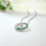 925 Silver Green Cubic Ziron Half & Green Necklace