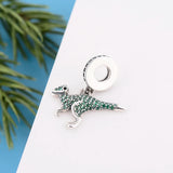 925 Silver Green Dinosaur Pendant Necklace for Wife Girlfriend Sister Brother