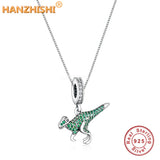 925 Silver Green Dinosaur Pendant Necklace for Wife Girlfriend Sister Brother