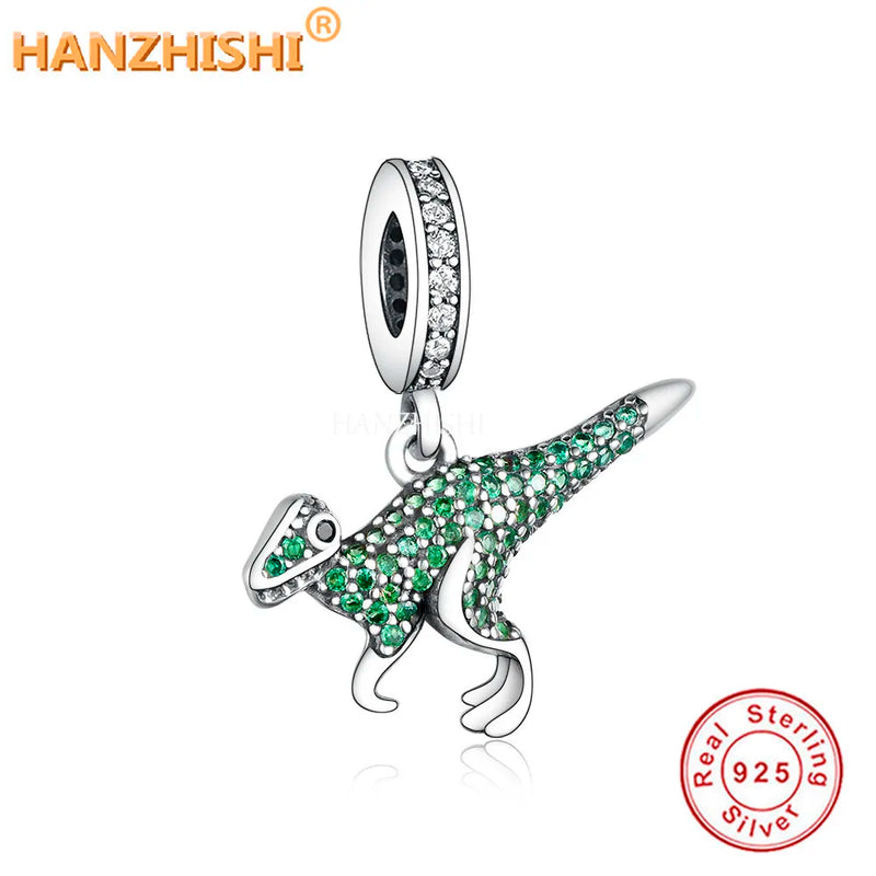 925 Silver Green Dinosaur Pendant Necklace for Wife Girlfriend Sister Brother