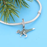 925 Silver Green Dinosaur Pendant Necklace for Wife Girlfriend Sister Brother