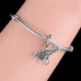 925 Silver Green Dinosaur Pendant Necklace for Wife Girlfriend Sister Brother