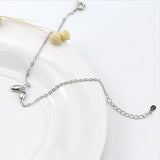 925 Silver Green Leaf Charm Bracelet Link Chain Adjustable Women Jewelry