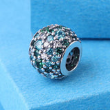 925 Silver Green Ocean Mosaic Ball Pendant for DIY Bracelet
