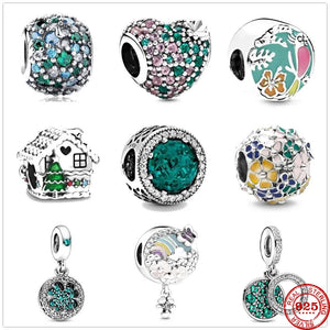 925 Silver Green Ocean Mosaic Ball Pendant for DIY Bracelet