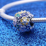 925 Silver Green Ocean Mosaic Ball Pendant for DIY Bracelet