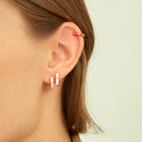 925 Sterling Silver Enamel Hoop Earring Jewelry