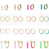 925 Sterling Silver Enamel Hoop Earring Jewelry