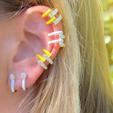 925 Sterling Silver Enamel Hoop Earring Jewelry