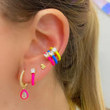 925 Sterling Silver Enamel Hoop Earring Jewelry