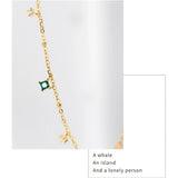 925 Silver Green Zircon Charm Choker Necklace with Tassel Chain