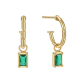 925 Silver Green Square Zircon Pendant Earrings Women Hook 18K Plated