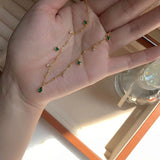 925 Silver Green Zirconia Drop Necklace Charm Choker