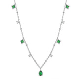 925 Silver Green Zirconia Drop Necklace Charm Choker
