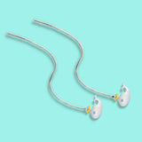 925 Silver Grey Whale Drop Earrings for Woman